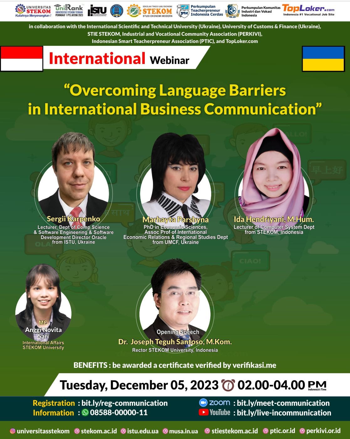 INTERNATIONAL WEBINAR Overcoming Language Barriers in International Business Communication